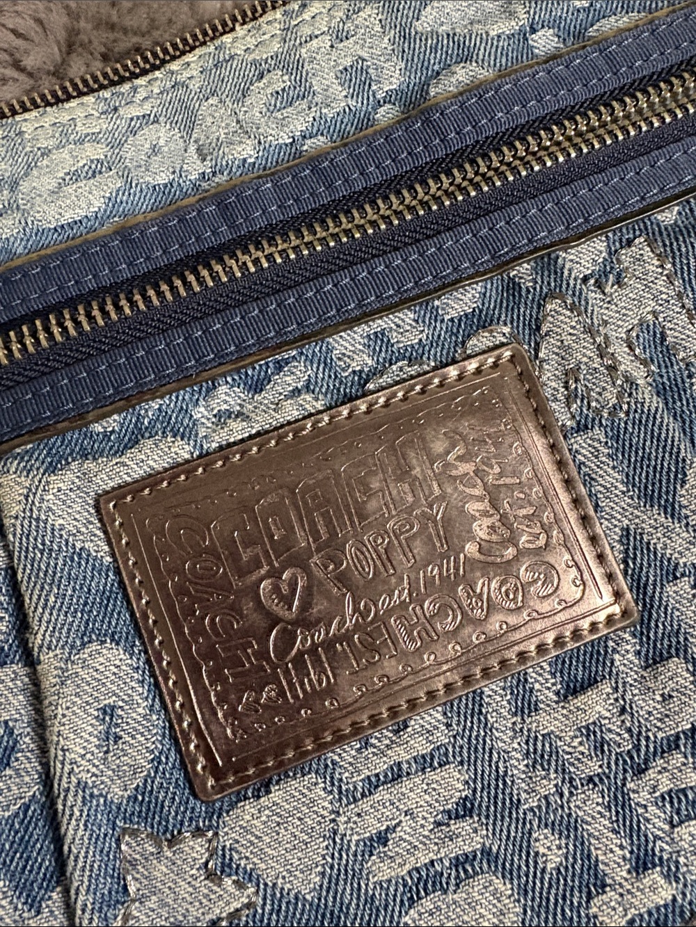 Coach Denim Blue Poppy Jacquard Shoulder Bag - Picture 7 of 8